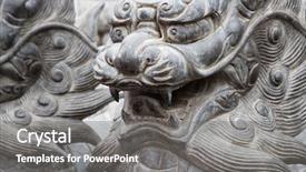  Presentation with flea - Audience pleasing slide set consisting of chinese mythological sculpture in stone backdrop and a gray colored foreground