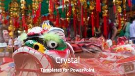  Presentation with chinese new year - Cool new presentation with street marketing - traditional chinese lion mask backdrop and a coral colored foreground