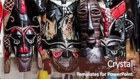  Presentation with tribal - PPT theme with african tribal handmade mask background and a tawny brown colored foreground