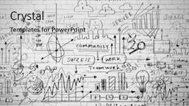  Presentation with idea light ball - Beautiful PPT theme featuring marketing solutions - business ideas sketch drawn backdrop and a light gray colored foreground