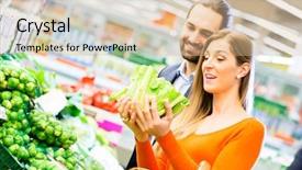  Presentation with grocery - Theme with marketing supermercados - couple selecting vegetables while grocery background and a lemonade colored foreground