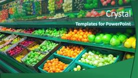  Presentation with fruits - Slides having marketing supermercados - fruits background and a ocean colored foreground