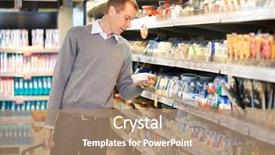  Presentation with supermarket - Cool new presentation theme with marketing supermercados - man buying goods backdrop and a coral colored foreground