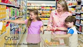  Presentation with mother doing yoga kids - Presentation design featuring marketing supermercados - mother and kids background and a yellow colored foreground