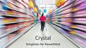  Presentation with empty road motion blur - Beautiful presentation design featuring marketing supermercados - supermarket aisle motion blur backdrop and a light gray colored foreground