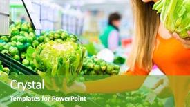  Presentation with cauliflower - Beautiful slides featuring marketing supermercados - woman buying cauliflower while shopping backdrop and a tawny brown colored foreground