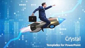  Presentation with rocket - Slide deck featuring marketing transport - businessman flying on rocket background and a teal colored foreground