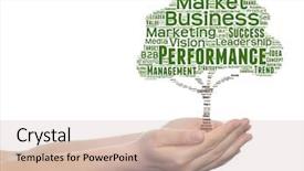  Presentation with business in green - Presentation theme consisting of marketing word cloud tagcloud background and a soft green colored foreground