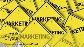  Presentation with highway road sign - Beautiful PPT theme featuring marketing written on multiple road backdrop and a yellow colored foreground