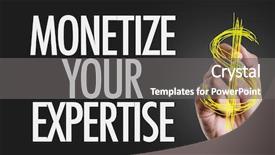  Presentation with marketing - Audience pleasing PPT theme consisting of marketing yourself - hand writing the text monetize backdrop and a gray colored foreground