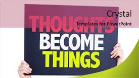  Presentation with thoughts - Audience pleasing theme consisting of marketing yourself - thoughts become things card isolated backdrop and a coral colored foreground