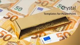  Presentation with gold - Colorful slide set enhanced with commodity markets - gold and euro money backdrop and a coral colored foreground