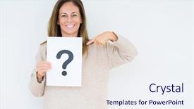  Presentation with swot analysis question mark word - Beautiful slides featuring marking - middle age woman thinking backdrop and a sky blue colored foreground