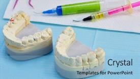  Presentation with dental office - Slide deck featuring marks in dentist office dental background and a light blue colored foreground