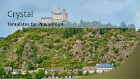  Presentation with castle - PPT layouts enhanced with marksburg-castle-on-rhine-river background and a light blue colored foreground