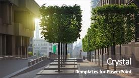  Presentation with city street - Presentation design having markt place - brussels city center street background and a gray colored foreground