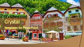  Presentation with traditional houses illustration - Presentation theme consisting of marktplatz traditional houses among green background and a tawny brown colored foreground