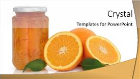  Presentation with fruit jam - Amazing slide deck having marmalade jam in a jar backdrop and a white colored foreground