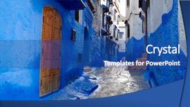  Presentation with morocco - PPT layouts having morocco city - inside of moroccan blue town background and a ocean colored foreground