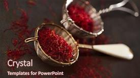  Presentation with saffron - Cool new PPT theme with maroc - saffron spice threads and powder backdrop and a wine colored foreground