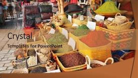  Presentation with marketing - Cool new slide set with trade marketing supermarket - spice market backdrop and a coral colored foreground