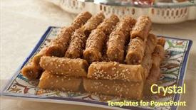  Presentation with moroccan - Audience pleasing slide set consisting of patisserie - traditional festive moroccan cookies backdrop and a tawny brown colored foreground
