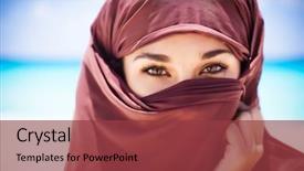  Presentation with arabic woman - Beautiful PPT theme featuring ears - red-eared slider trachemys backdrop and a tawny brown colored foreground.