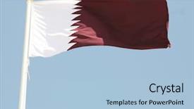  Presentation with qatar flag - Cool new PPT theme with maroon and white national flag backdrop and a light blue colored foreground