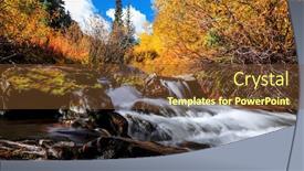  Presentation with maroon - Audience pleasing presentation design consisting of maroon-creek-through-colorful-trees backdrop and a tawny brown colored foreground