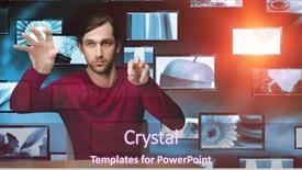  Presentation with transparent screen - Presentation design enhanced with maroon gray - hacker touching transparent screen background and a  colored foreground