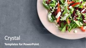  Presentation with fresh fruits salad on white - Slide deck consisting of maroon gray - plate with fresh beet salad background and a gray colored foreground