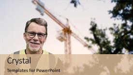  Presentation with senior worker - Amazing presentation theme having maroon gray - portrait of senior worker wit backdrop and a coral colored foreground