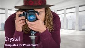  Presentation with maroon - Colorful presentation theme enhanced with maroon technology - composite image of male photographer backdrop and a wine colored foreground