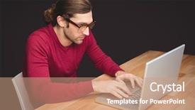  Presentation with creative teaching strategies - Colorful PPT layouts enhanced with maroon technology - creative businessman working on laptop backdrop and a  colored foreground