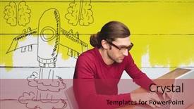  Presentation with brains - Colorful PPT layouts enhanced with maroon technology - digital composite of creative man backdrop and a red colored foreground