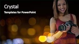  Presentation with sparkly bokeh lights pastel - PPT theme having maroon technology - photographer in front of lights background and a black colored foreground