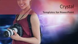  Presentation with flare - Beautiful PPT theme featuring maroon technology - photographer in front of space backdrop and a coral colored foreground