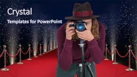  Presentation with red carpet - Beautiful slide set featuring maroon technology - photographer with hat taking backdrop and a navy blue colored foreground
