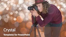  Presentation with hat - PPT theme having maroon technology - young hipster photographer with hat background and a tawny brown colored foreground
