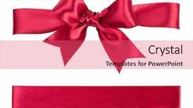  Presentation with red bow - PPT theme enhanced with maroon white - big red bow made background and a coral colored foreground