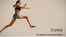 Presentation with maroon - Beautiful PPT layouts featuring maroon white - profile view of sportswoman jumping backdrop and a soft green colored foreground