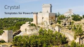  Presentation with castle - Beautiful slides featuring marques-de-villena-castle-alarcon backdrop and a light blue colored foreground