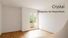  Presentation with retro of window - PPT theme featuring marqueting - empty room with parquet bright background and a  colored foreground