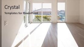  Presentation with living room - Beautiful PPT theme featuring marqueting - empty white living room interior backdrop and a soft green colored foreground