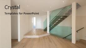  Presentation with glass - Slide deck featuring marqueting - entrance detail with modern glass background and a mint green colored foreground