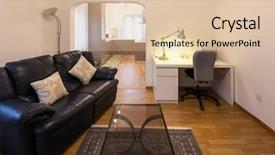  Presentation with living room - Slide set featuring marqueting - living room with black leather background and a lemonade colored foreground