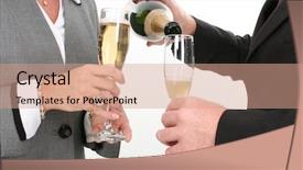  Presentation with champagne - Slide set with marrage - close-up business couple pouring champagne background and a  colored foreground