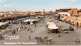  Presentation with morocco - PPT theme consisting of marrakech - djemaa el-fna at marrakesh morocco background and a coral colored foreground