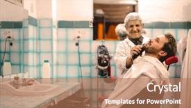  Presentation with barber shop - Presentation design featuring marrakech - handsome man at a barber background and a coral colored foreground