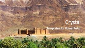  Presentation with moroccan arc - Colorful presentation design enhanced with marrakech - moroccan kasbah in draa valley backdrop and a coral colored foreground